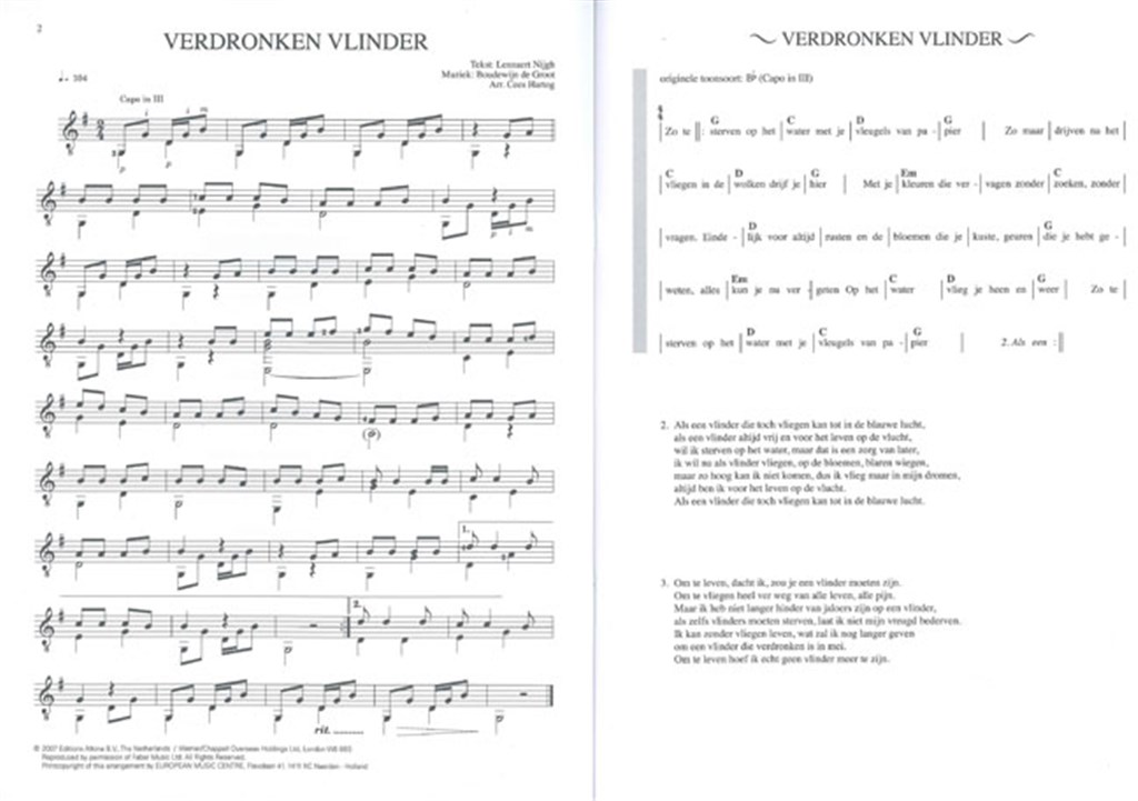 Voorouder land Monografie 10 Nederlandstalige songs voor klassiek gitaar - Timmer Muziek Beverwijk